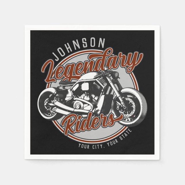 Personalized Motorcycle Legendary Rider Biker NAME Napkin (Front)