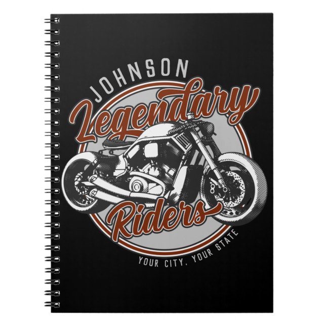 Personalized Motorcycle Legendary Rider Biker NAME Notebook (Front)