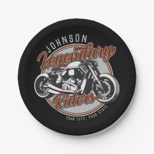Personalized Motorcycle Legendary Rider Biker NAME Paper Plate