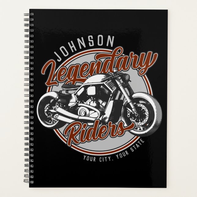 Personalized Motorcycle Legendary Rider Biker NAME Planner (Front)