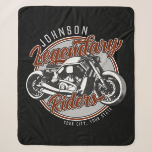 Personalized Motorcycle Legendary Rider Biker NAME Sherpa Blanket