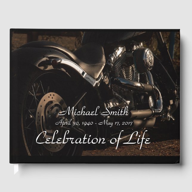 Personalized Motorcycle Memorial Guest Book (Front)