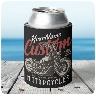 Personalized Motorcycle Rebel Cruiser Biker Garage Can Cooler