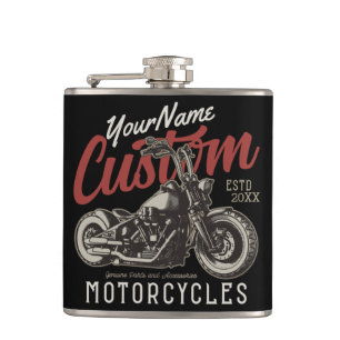 Personalized Motorcycle Rebel Cruiser Biker Garage Hip Flask