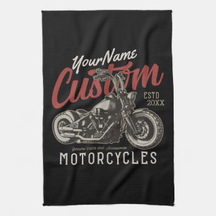 Personalized Motorcycle Rebel Cruiser Biker Garage Kitchen Towel