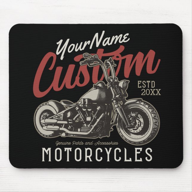 Personalized Motorcycle Rebel Cruiser Biker Garage Mouse Pad (Front)