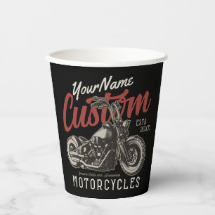Personalized Motorcycle Rebel Cruiser Biker Garage Paper Cups