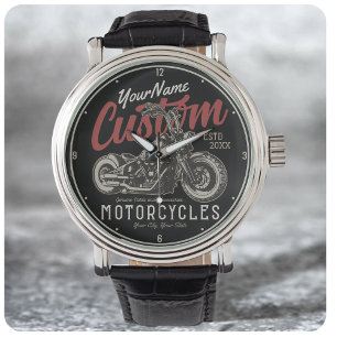 Personalized Motorcycle Rebel Cruiser Biker Garage Watch