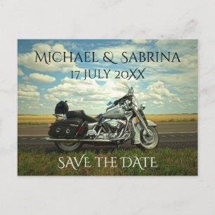 Personalized Motorcycle Save the Date Announcement Postcard