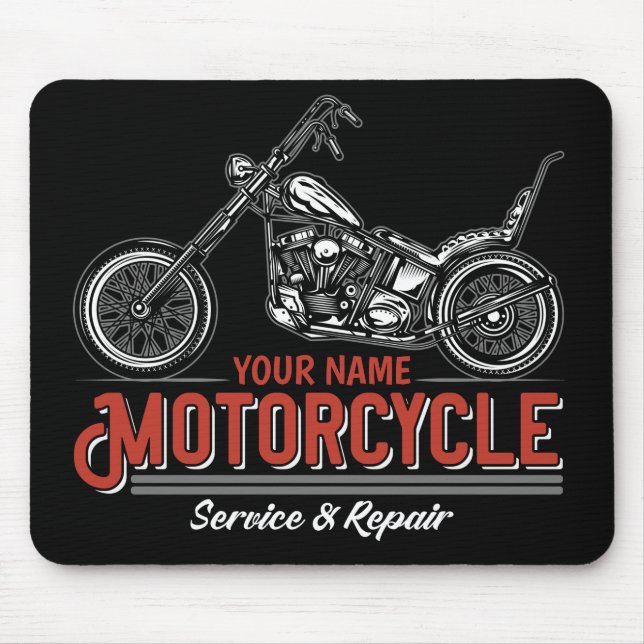 Personalized Motorcycle Service Biker Repair Shop  Mouse Pad (Front)