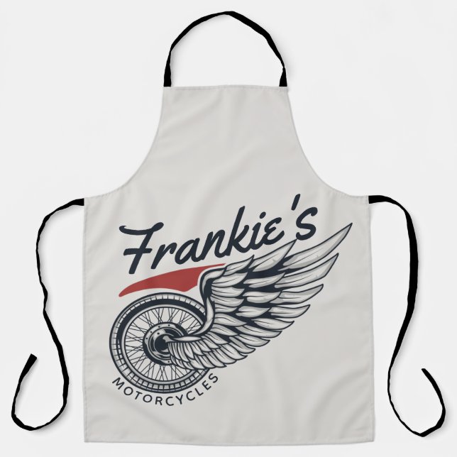 Personalized Motorcycles Flying Tire Biker Shop  Apron (Front)