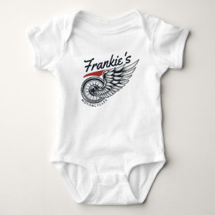 Personalized Motorcycles Flying Tire Biker Shop  Baby Bodysuit
