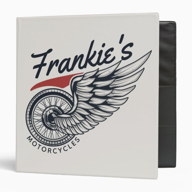 Personalized Motorcycles Flying Tire Biker Shop  Binder (Front/Inside)
