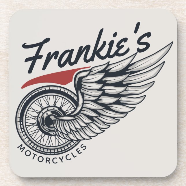 Personalized Motorcycles Flying Tire Biker Shop  Coaster (Front)