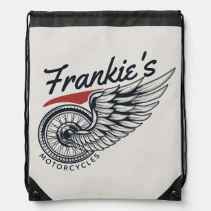 Personalized Motorcycles Flying Tire Biker Shop Drawstring Bag