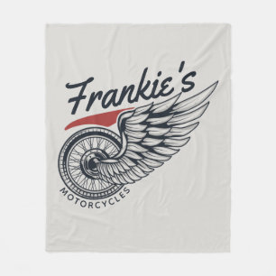Personalized Motorcycles Flying Tire Biker Shop Fleece Blanket