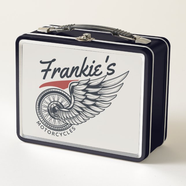 Personalized Motorcycles Flying Tire Biker Shop  Metal Lunch Box (Front)