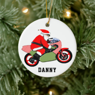 personalized motorcyclist collectable ceramic ornament