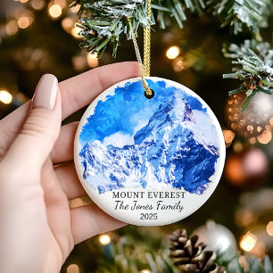 Personalized Mount Everest Ornament, Nepal Gift Ceramic Ornament