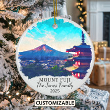 Personalized Mount Fuji Ornament, Japan Gift