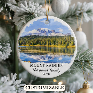 Personalized Mount Rainier National Park Washingto Ceramic Ornament
