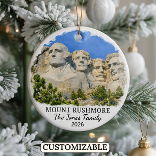 Personalized Mount Rushmore Ornament, South Dakota Ceramic Ornament