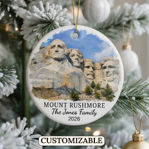 Personalized Mount Rushmore Ornament, South Dakota Ceramic Ornament