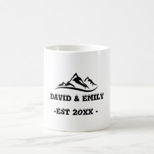 Personalized mountain adventure couples mug