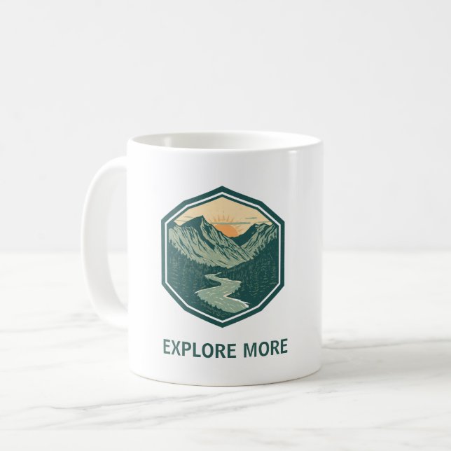 Personalized Mountain Adventure Retro Outdoor Coffee Mug (Front Left)