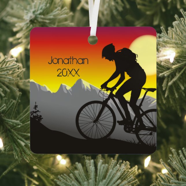 Personalized Mountain Bike Christmas Metal Ornament (Insitu)