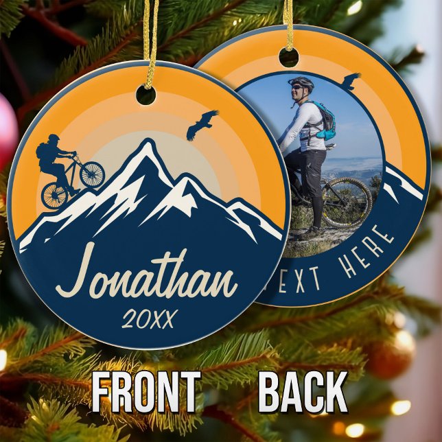 Personalized Mountain Biking Cyclist Road Bike Ceramic Ornament (Creator Uploaded)