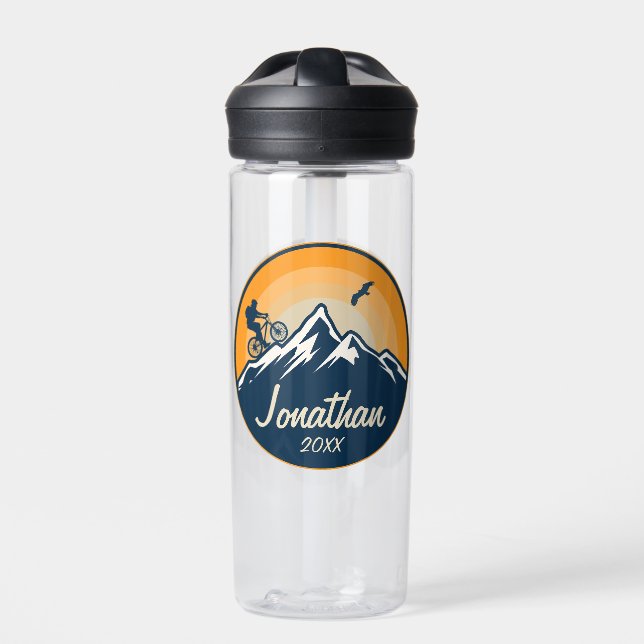 Personalized Mountain Biking Cyclist Road Bike Water Bottle (Front)