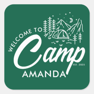 Personalized Mountain Camp Bachelorette Party Square Sticker