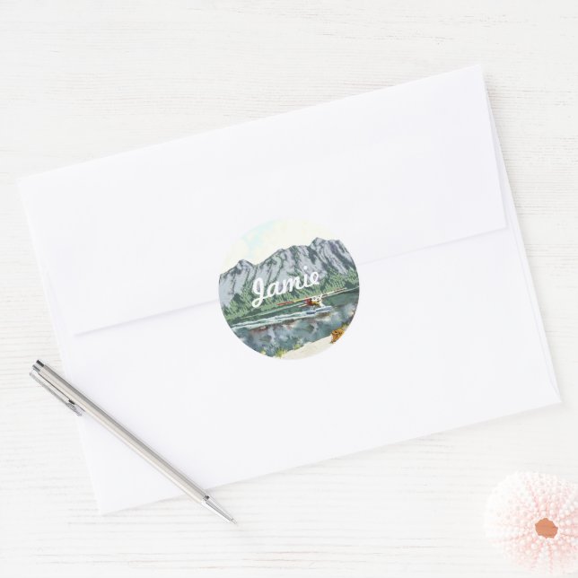 Personalized Mountain Classic Round Sticker (Envelope)