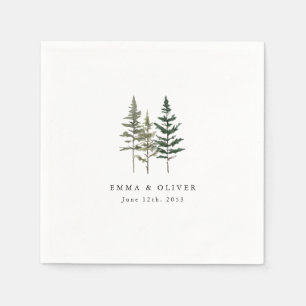 Personalized Mountain Forest Pine Tree Wedding Napkin