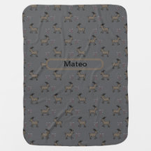 Personalized Mountain Goats Grey Brown Baby Blanke