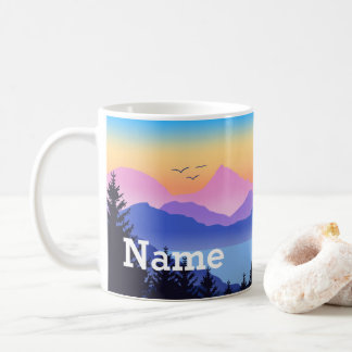 Personalized Mountain Lake Design Coffee Mug Cup