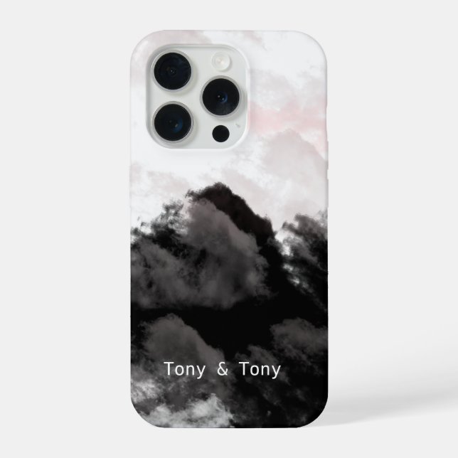 Personalized Mountain Landscape I Black and White  iPhone Case (Back)