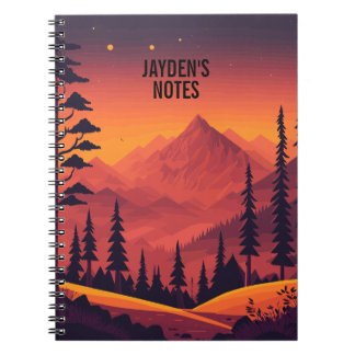 Personalized Mountain Landscape Sunset Notebook