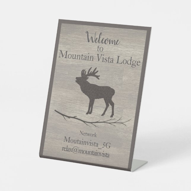 Personalized Mountain Lodge Guest WiFi Sign (Front)