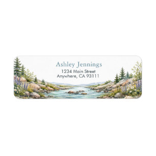 Personalized Mountain River Return Address