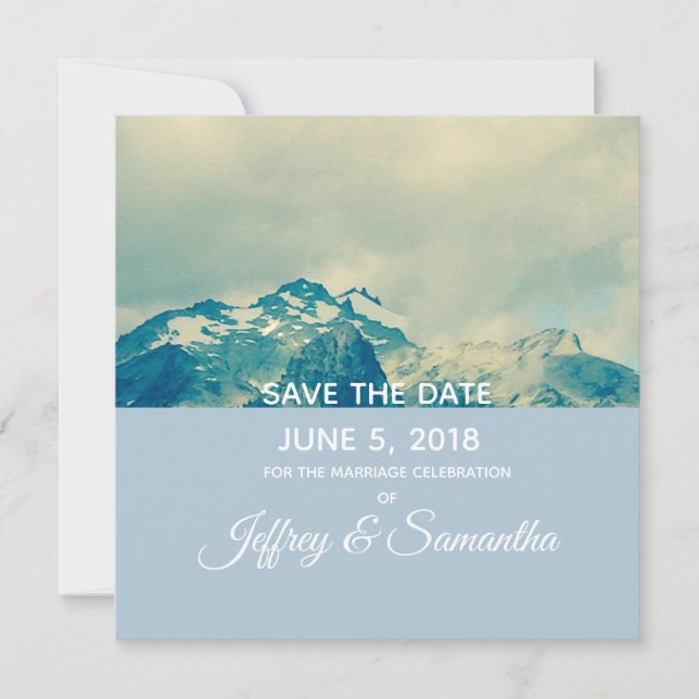Personalized Mountain save the date card (Front)