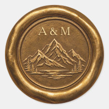 Personalized Mountain Wax Seal Sticker, Antique 