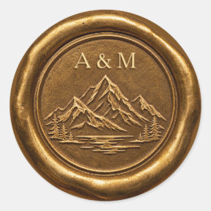 Personalized Mountain Wax Seal Sticker, Antique