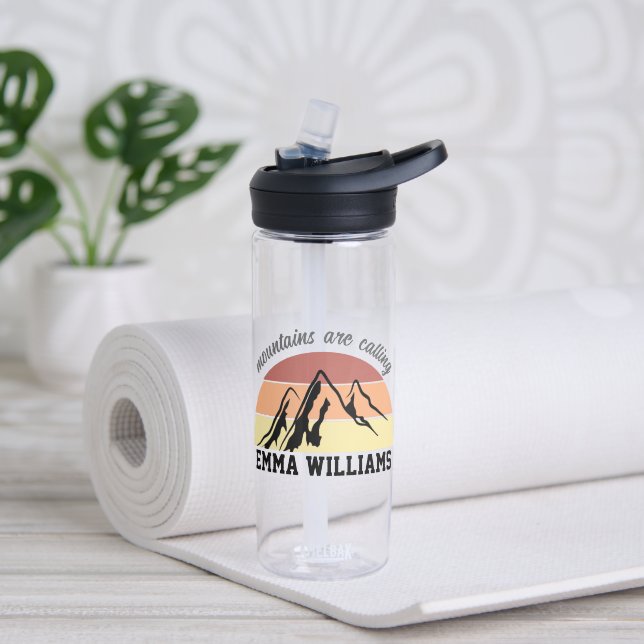 Personalized 'Mountains Are Calling' Water Bottle (Yoga)