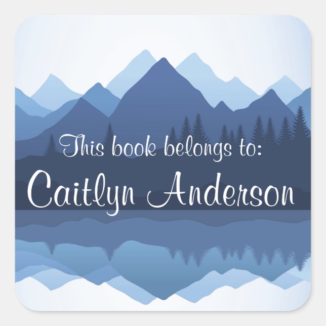 Personalized Mountains Bookplate Sticker (Front)