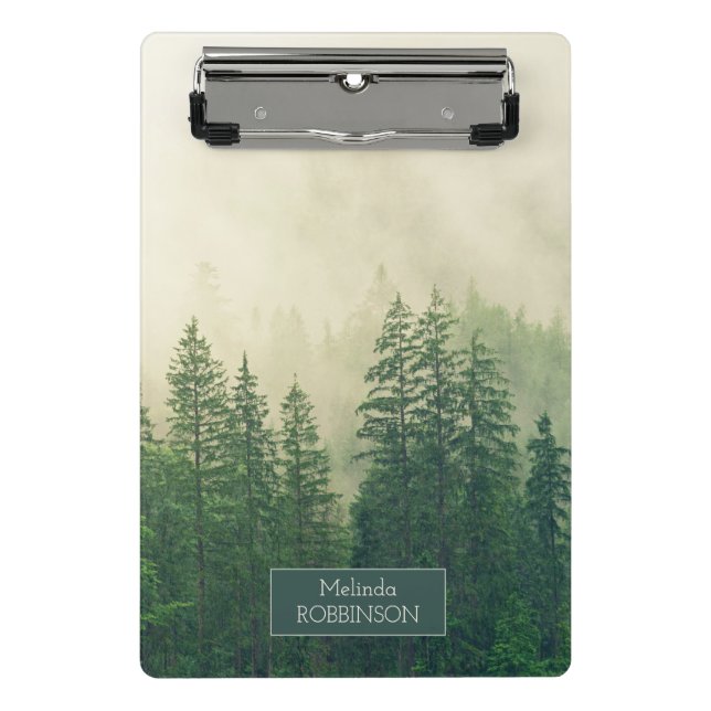 Personalized Mountains Forest Fog Mini Clipboard (Front)