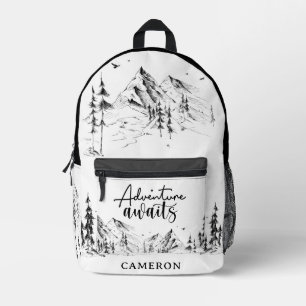 Personalized Mountains Nature Adventure Awaits Printed Backpack