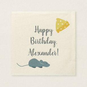 Personalized Mouse and Cheese Illustrated Napkin