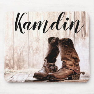 Personalized Mouse Pad Boots Country Rustic Wester